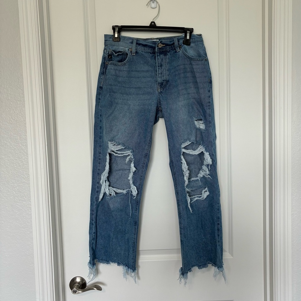 KanCan Light Blue Distressed Wide Leg Jeans Women’s Size 28 Grunge